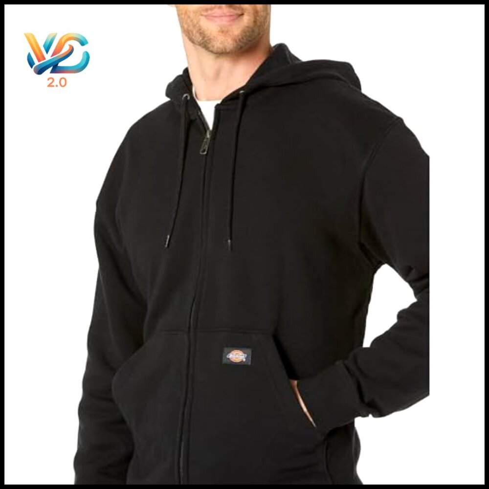 Big Tall Full Zip Fleece Hoodie with Hidden Pocket - Picture 3 of 5